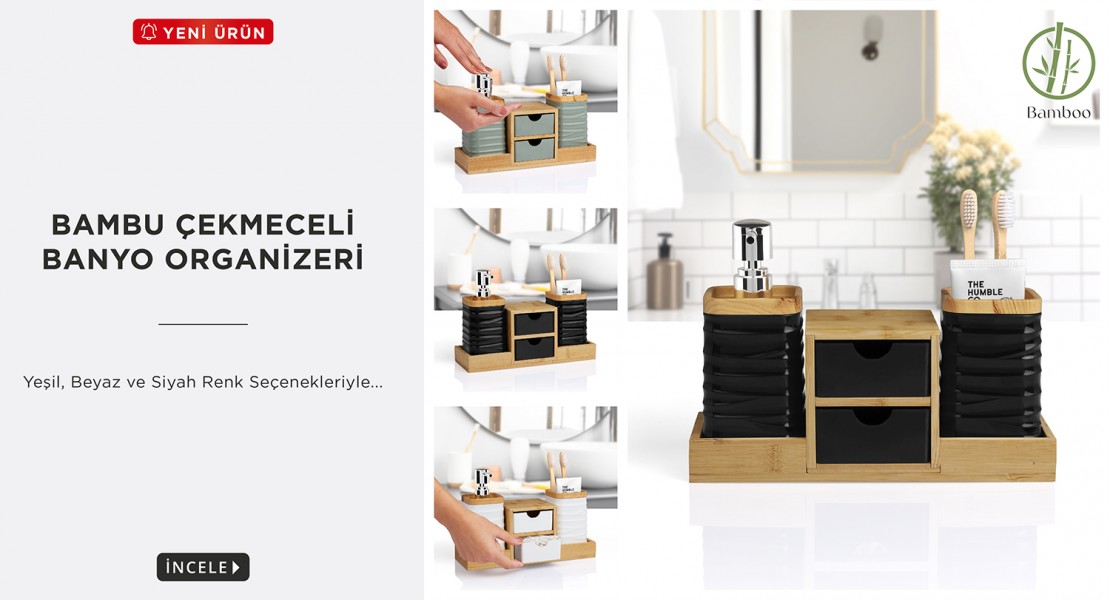 BAMBU ÇEKMECELİ BANYO ORGANİZERİ